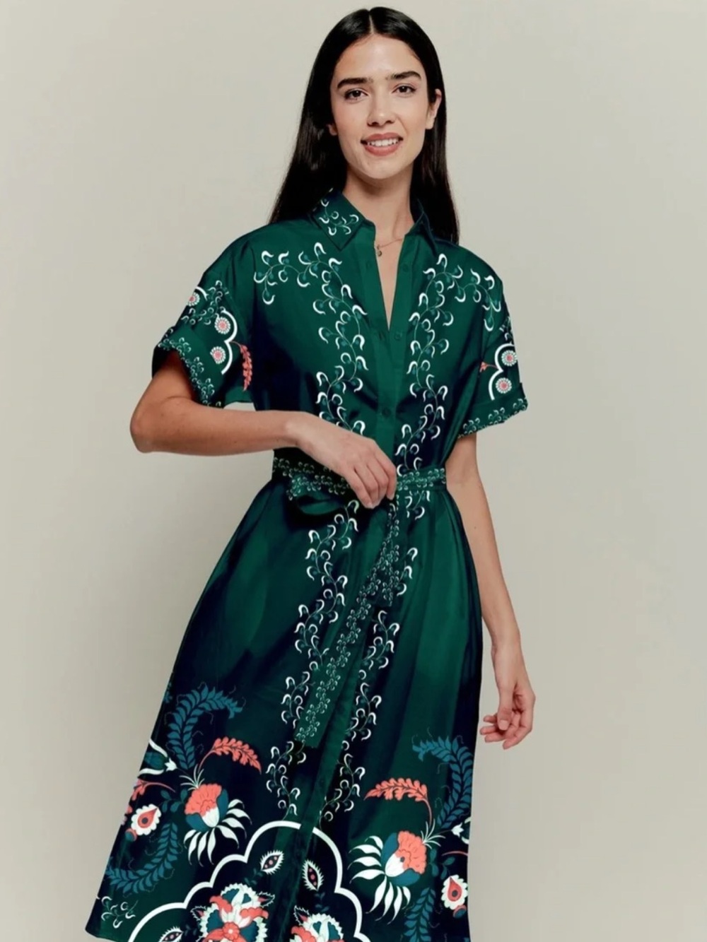 Tucker Sarah Shirt Dress in Emerald Dutch, Size Small